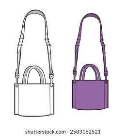 Women bucket bag vector design technical flat drawing by adobe illustrator.