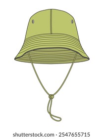 Women bucket hat flat sketch vector mockup template.