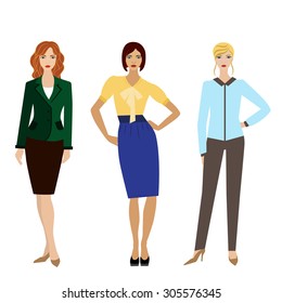 Women in business clothes. Office uniforms. Business style clothing