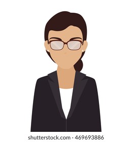 women business glasses suit face leader executive office work professional  vector illustration isolated 