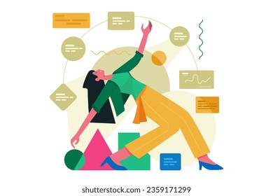 Women and Business Workflow Strategic Planning Illustration