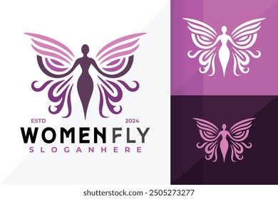 Women Butterfly Logo design vector symbol icon illustration