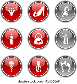 Women  button set. Vector illustration.