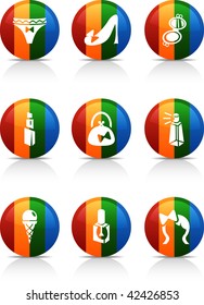 Women  button set. Vector illustration.
