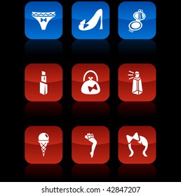Women  button set. Vector illustration.