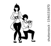 Women with camera design, Device gadget technology photography equipment digital and photo theme Vector illustration