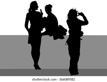 Women with a camera on white background