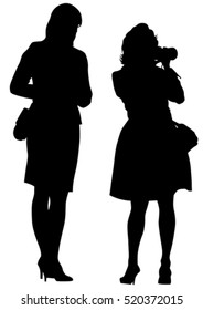 Frauen mit einer Kamera auf weißem Hintergrund