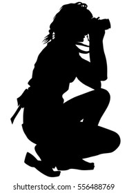 Women with a camera on white background
