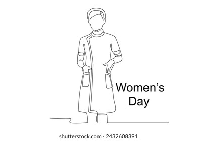 Women can now become astronauts. Women day one-line drawing