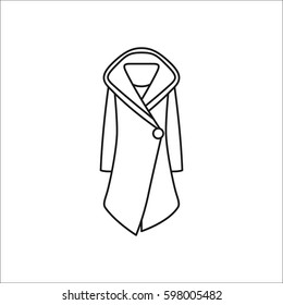Women cape or coat symbol simple line icon on background