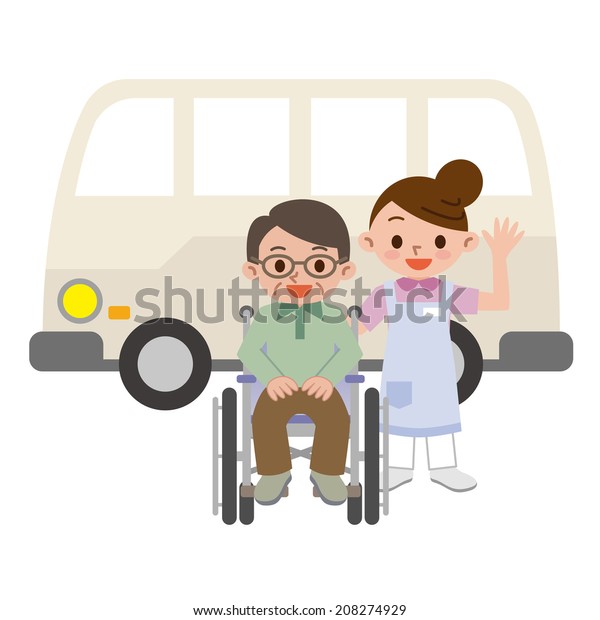 Women\
caregivers and senior man in a\
wheelchair