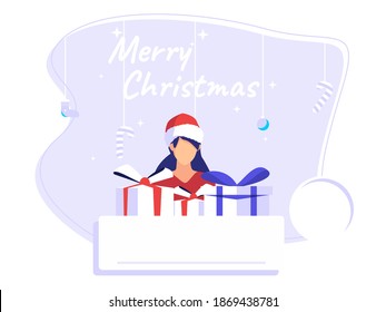 Women Celebrate the new year feast. happy new year. Christmas posters, banners, cover cards, brochures, flyers.