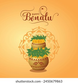 women celebrating Bonalu festival Greeting design. Vector llustration for Bonalu festival.