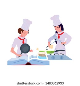women characters chef cooking vector ilustration