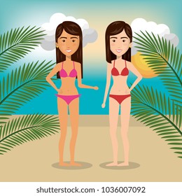 women characters on the beach