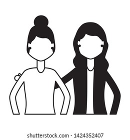 women characters portrait on white background vector illustration