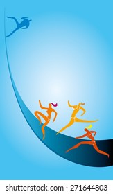 Women chasing man vector illustration