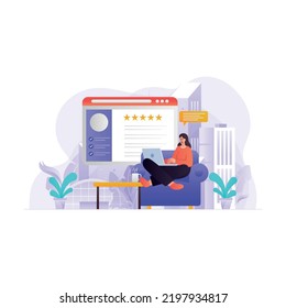 Women Checking Customer Feedback Illustration Concept