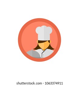 Women chef avatar with covered plate vector in circle shape.