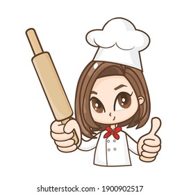 Women Chef Character Vector on Background