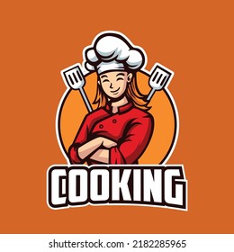 Women Chef Mascot Logo Illustration