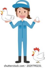 Women and chickens working in a poultry farm