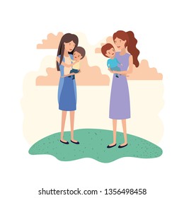women with children avatar character