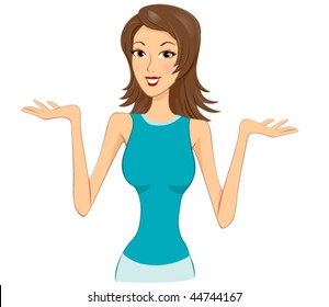 Women Choices (Woman weighing 2 imaginary objects) - Vector