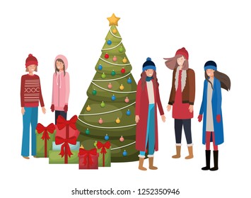 women with christmas tree and gifts avatar