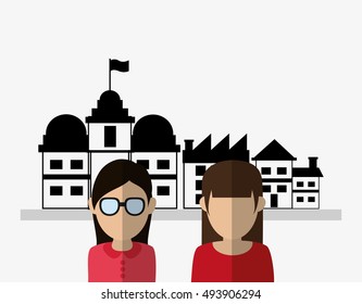 women with city background image 