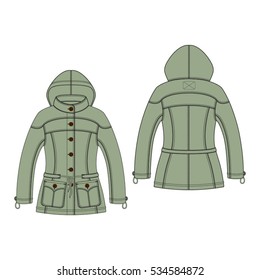 Women Classic Anorak Jacket Template