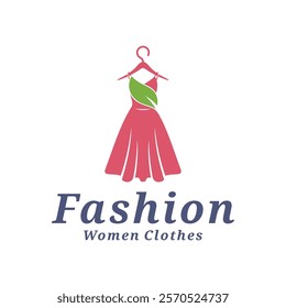 Women Clothes with leaf logo design vector illustration. Women Fashion logo concept template