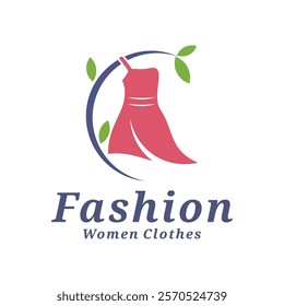 Women Clothes with leaf logo design vector illustration. Women Fashion logo concept template