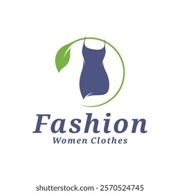 Women Clothes with leaf logo design vector illustration. Women Fashion logo concept template