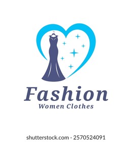 Women Clothes with love logo design vector illustration. Women Fashion logo concept template