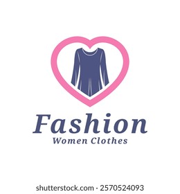 Women Clothes with love logo design vector illustration. Women Fashion logo concept template