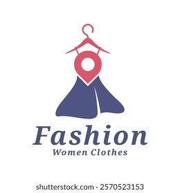 Women Clothes with point logo design vector illustration. Women Fashion logo concept template