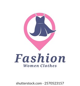 Women Clothes with point logo design vector illustration. Women Fashion logo concept template