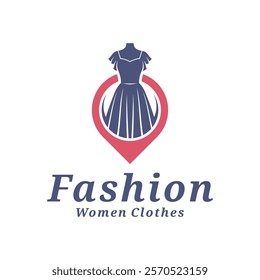 Women Clothes with point logo design vector illustration. Women Fashion logo concept template