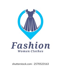 Women Clothes with point logo design vector illustration. Women Fashion logo concept template