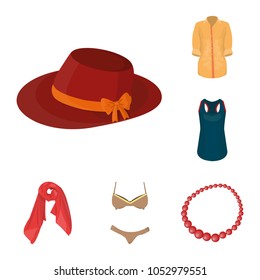 Women Clothing cartoon icons in set collection for design.Clothing Varieties and Accessories vector symbol stock web illustration.