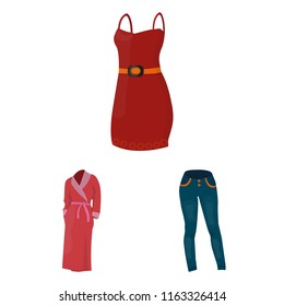 Women Clothing cartoon icons in set collection for design.Clothing Varieties and Accessories vector symbol stock web illustration.