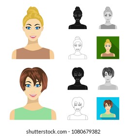 Women Clothing cartoon,black,flat,monochrome,outline icons in set collection for design.Clothing Varieties and Accessories vector symbol stock web illustration.