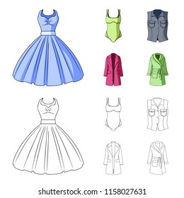 Women Clothing cartoon,outline icons in set collection for design.Clothing Varieties and Accessories vector symbol stock web illustration.