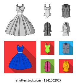 Women Clothing monochrome,flat icons in set collection for design.Clothing Varieties and Accessories vector symbol stock web illustration.