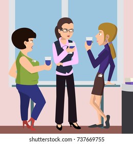 women at coffee break vector cartoon