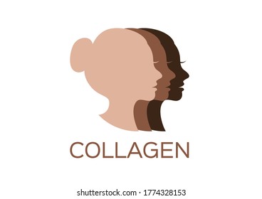 women collagen logo , vector , icon . skin color second version / on white