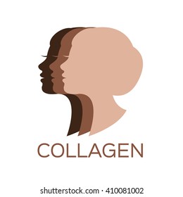 women collagen logo , vector , icon . skin color