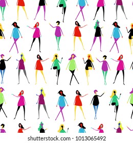 women of color dancing. seamless pattern